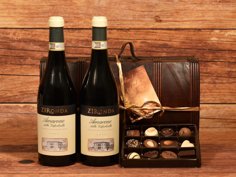 Belgisk chokolade-vin-gave-firmagave